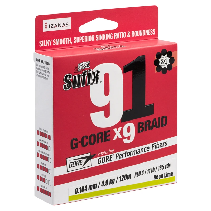 Sufix 91 Braid Neon Chartreuse 150m 3 Sufix 91 Braid Neon Chartreuse 150m